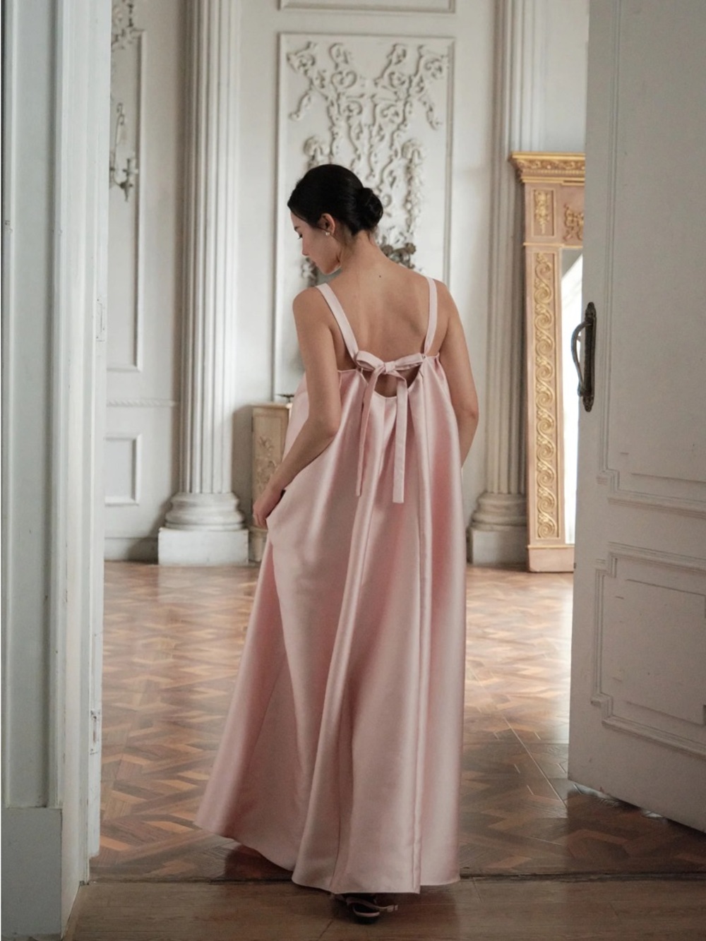 NWT Maison Amory Reign Maxi Dress - Elegant Flowing Formal Gown in Soft Pink - Picture 6 of 8